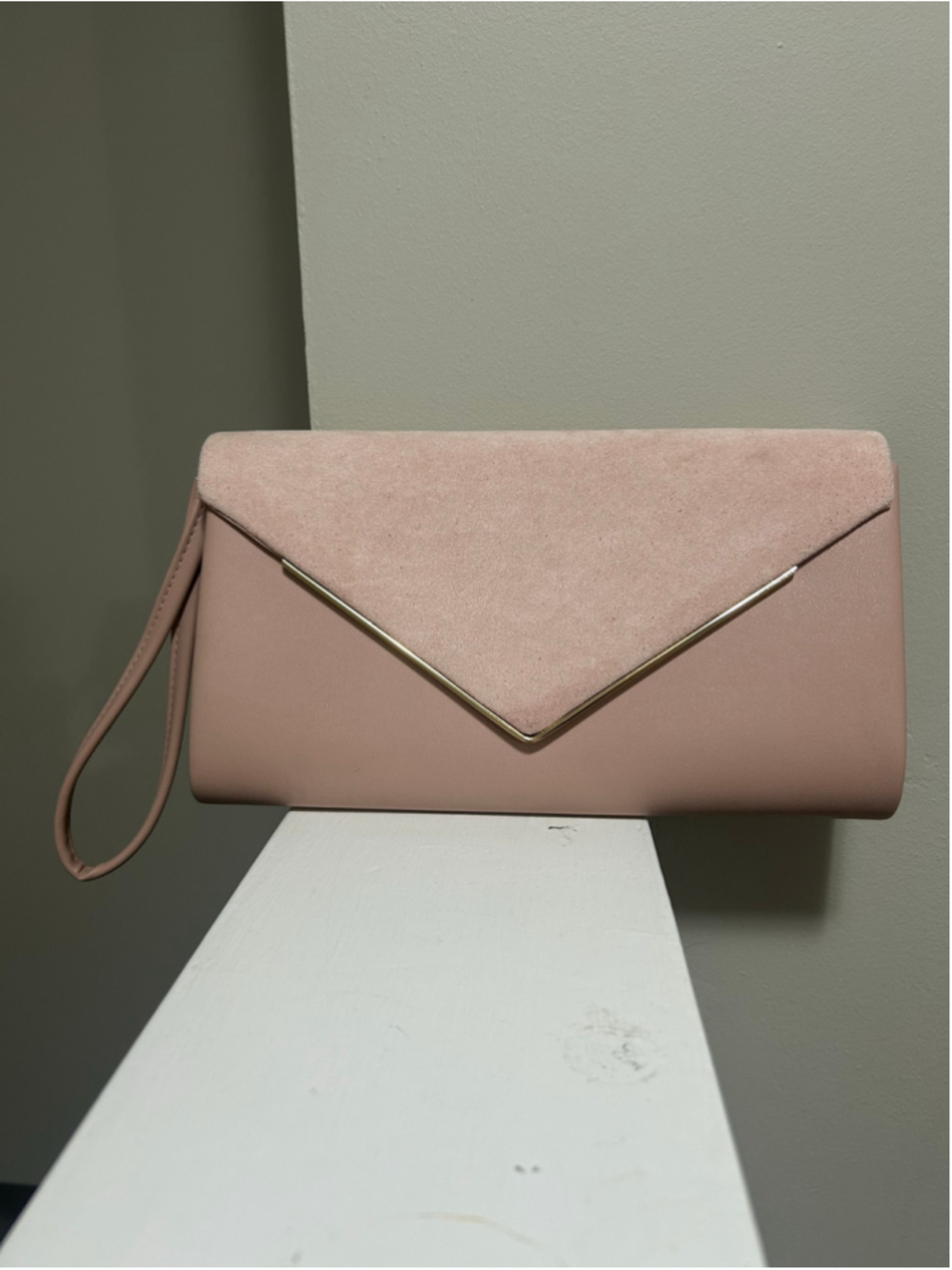 Women's Ardene Pink Gold Envelope Clutch Shoulder Bag